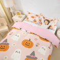 thumbnail image 2 of Homewish Cute Pumpkin Ghost Bedding for Kids, Pink Floral Witch Hat Cat Duvet Cover Full, Pink Reversible, 3 Pieces, 1 Duvet Cover and 2 Pillowcases, 2 of 6