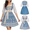 thumbnail image 4 of Women Midi Red Traditional Dress Women Dirndl Dress With Dirndl Apron For Oktoberfest, 4 of 9