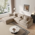 thumbnail image 4 of Sdorens 120" Modular Sectional Sofa,Comfy Cloud Couch with Movable Ottoman Deep Seat Chenille L Shaped Modular Sofa,Sectional Couches for Living Room,Bedroom and Apartment,Khaki, 4 of 12