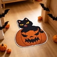 thumbnail image 6 of Halloween Doormat, Secure Grip Rubber Base Doormat, Black Cat Pumpkin Ghost Bat Shaped Seasonal Decor Mat For Entry Bathroom Bedroom Holiday Gift,23.62x15.74 in, 6 of 6