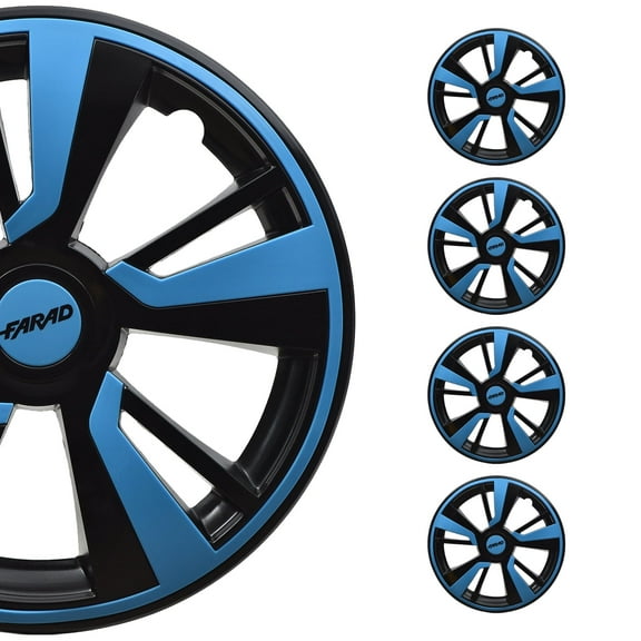 OMAC 14" Wheel Covers Hubcaps Fits Ford Blue Black Gloss