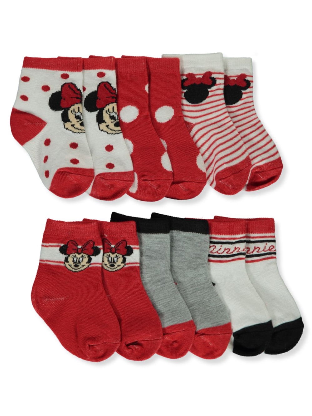 Disney Minnie Mouse Baby Girls' 6Pack Socks red, 0 6 months