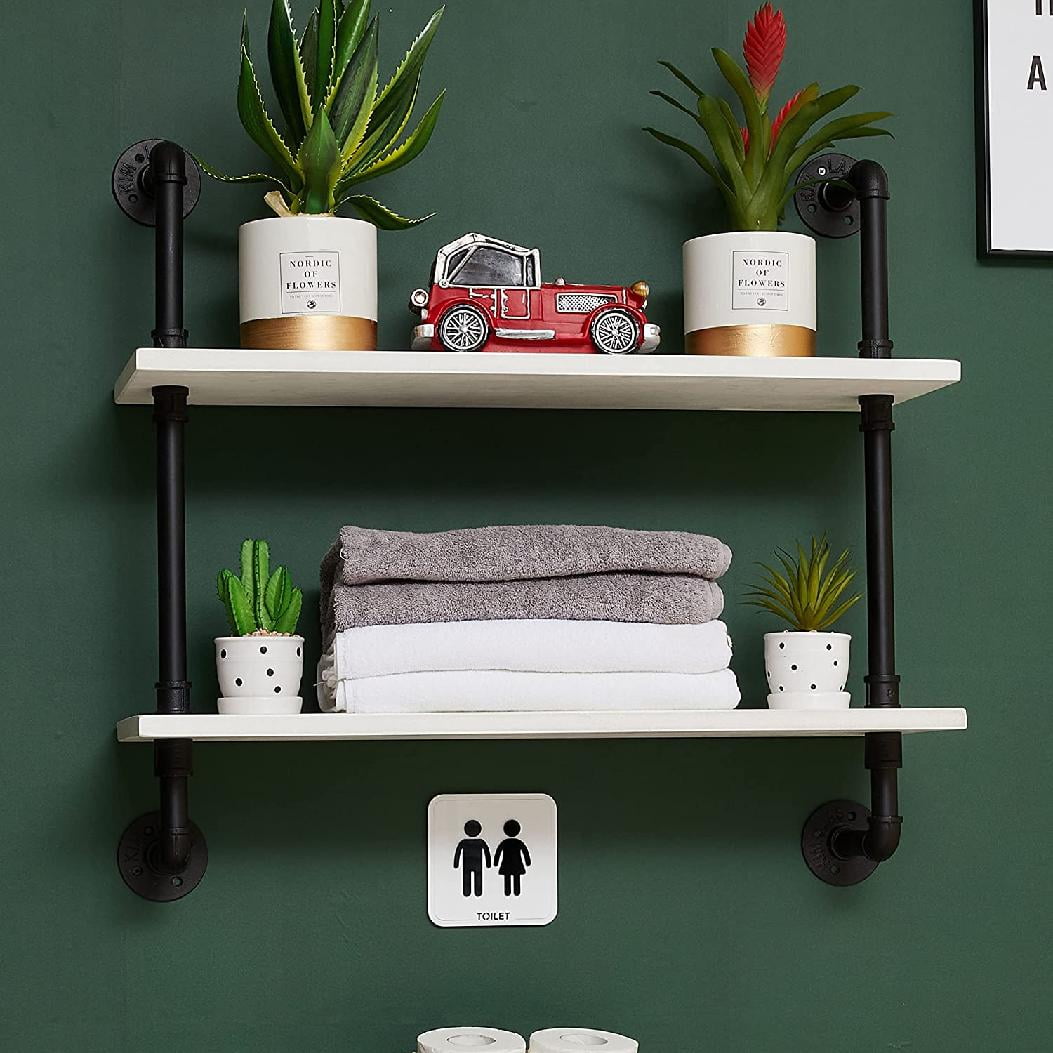 Bathroom Shelves with Wood Planks Industrial Floating Shelves