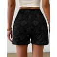thumbnail image 5 of LWavelet Women's Floral Embroidery High Waisted Shorts Elegant Casual Summer Shorts for Date Daily Outings Black S, 5 of 5