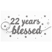LUUFILx 22 Years Blessed Cake Topper Decorations Party Supplies Backdrop Celebrations Anniversary Event Banner Birthday Glitter Background