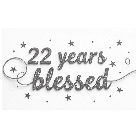 LUUFILx 22 Years Blessed Cake Topper Decorations Party Supplies Backdrop Celebrations Anniversary Event Banner Birthday Glitter Background
