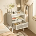 thumbnail image 6 of LELELINKY Grey White Rattan Nightstand Set of 2 with Shelf and Drawer for Bedroom, Living Room, 6 of 9