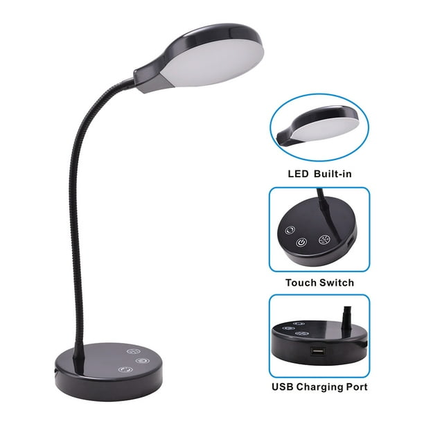Grace hier Hoop van Mainstays 3.5 Watt Dimmable LED Desk Lamp with USB Port, Black - Walmart.com