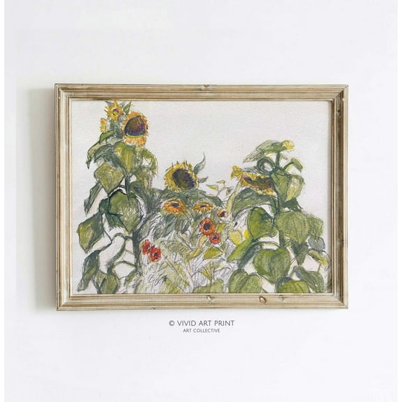 Vintage Sunflower Sketch Wall Art, Cottage Core Botanical Home Decor Fine Art, Vivid Art Print Ap-217 Wall Art, Modern Wall Decor, 8x12 UNFRAMED