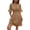 Camel, variant on Women's Cutout V Neck Flounce Sleeve Mini Dress 100% Polyester Lined Elegant Party Ready Day to Night Everyday Chic