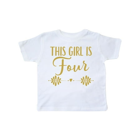 4th Birthday Gold 4 Year Old Party Girls Toddler (Best Gifts For 4 Month Old Girl)