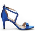 thumbnail image 2 of Dream Pairs Women's Fashion Ankle Strap Stilettos Open Toe Sandals Pump Heel Sandals DOLCE ROYAL/BLUE Size 10, 2 of 5
