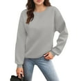 thumbnail image 3 of Mohiass Womens Sweatshirts with Pockets No Hood Casual Long Sleeve Solid Tops Crewneck Cute Loose Fit Pullover Gray S, 3 of 5