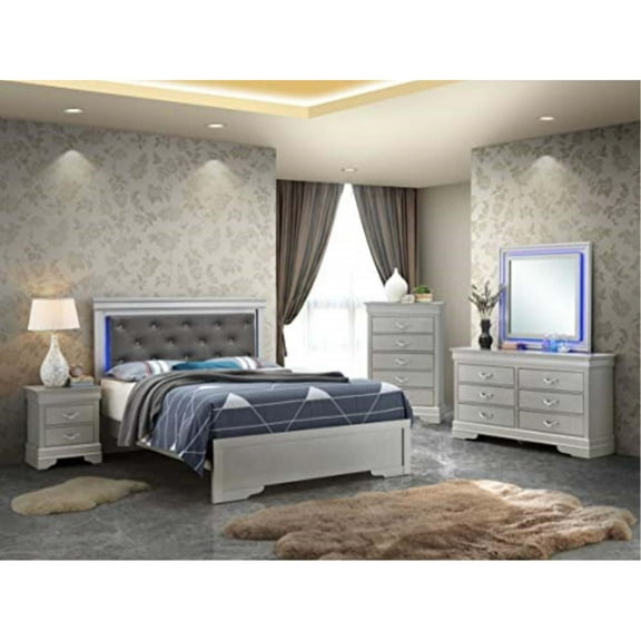 Glory Furniture Lorana Full Bed in Silver Champagne