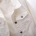 thumbnail image 4 of Doomiva Womens 3/4 Sleeve Short Denim Jacket Lapel Button Down Cropped Trucker Jean Jackets Coats White M, 4 of 6