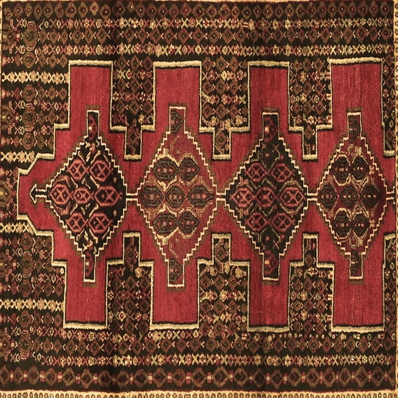 Ahgly Company Indoor Square Persian Brown Traditional Area Rugs, 7' Square