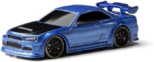 Turbo Racing 1:76 Scale Drift RC Car, Table Racing 2.4GHZ Remote Control Mini Model Car with Gyro Full Proportional RTR for Adults Toys C64-Blue