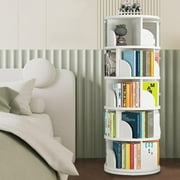 IAJXWI 5 Tier Wooden Rotating Bookcase, 360° Revolving Display Rack with 20 Shelves, Corner Bookshelf Tower for Home, Study, Office