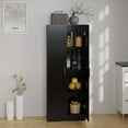thumbnail image 6 of Panana Wooden Storage Cabinet, Narrow Pantry Cabinets Free Standing Tall Storage Cabinet with 2 Doors and Shelves (Black), 6 of 7