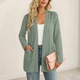 thumbnail image 2 of LEAVINGSUO Cardigan for Women Plus Size Fashion Solid Color Long Sleeves Pocket Cardigan Tops Army Green L, 2 of 5