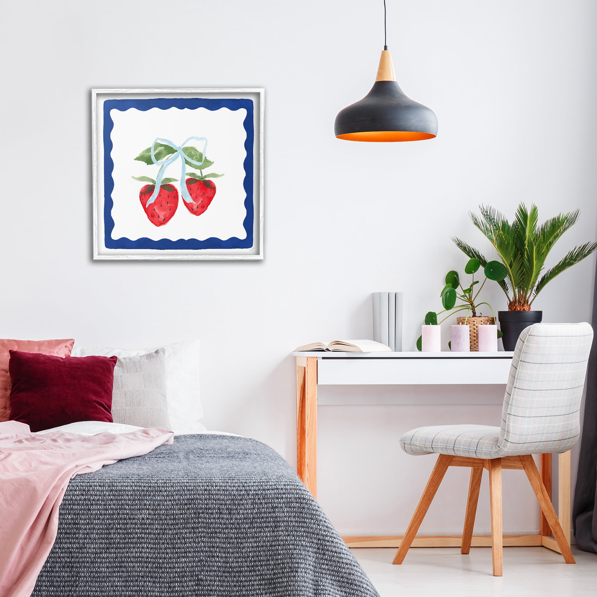 Stupell Industries Summer Bordered Strawberries White Framed Giclee Art, design by Lucille Price