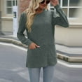 thumbnail image 5 of Jalioing Knitted Crochet Sweater for Women Solid Color Ruched Long Sleeve Round Neck Slim Pocket Knitwear Top (XX-Large, Army Green), 5 of 7