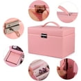 thumbnail image 5 of Kendal Large Leather Jewelry Box/Case/Storage/Organizer with Travel Case and Lock (Pink), 5 of 8