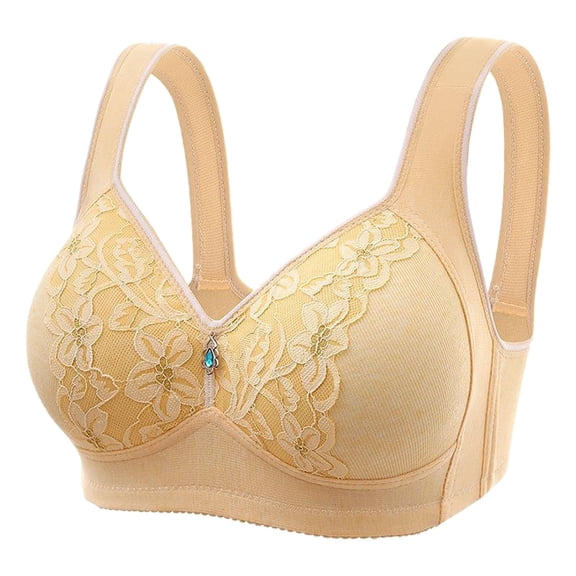 Fsqjgq Plus Size Lace Bras Thin No Steel Ring Comfortable Breathable Bra Adjustable Underwear Push up Women Lingerie Bra B C Cups Beige 46