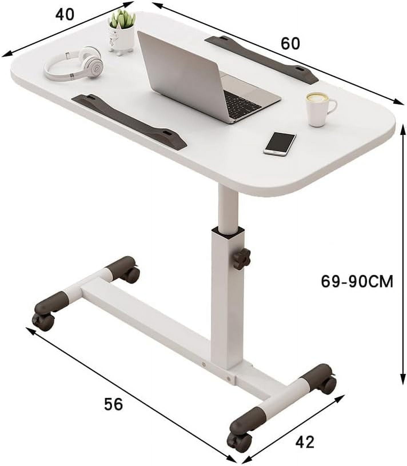 Home Medical Overbed Table with Wheels Adjustable Height, Foldable Side Table, Rolling Table Standing Desk Potable Laptop Desk Computer Workstations for Hospital Home Office
