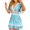 Sky Blue, variant on Viikei Plus Size Short Sleeve Dress for WomenRuffles Crochet Lace Patch Shirring Detail Floral Print Dresses