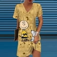 thumbnail image 3 of 2024 Europa y Estados Unidos primavera y verano nuevas mujeres estampado empalme cuello en V Snoopy estampado vestido suelto mujeres, 3 of 4