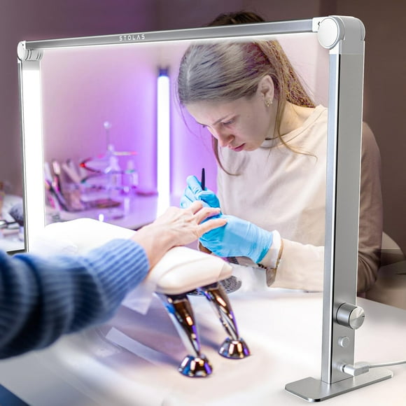 STOLAS Lampe de Techno pour Ongles pour Bureau, Hauteur de 15 Pouces, 3 Modes 4000K-6000K Lampe de Manucure à DEL à Intensité Réglable, Lampe de Bureau pour Techno pour Ongles, Extension des Cils, Tatouage, Sourcils