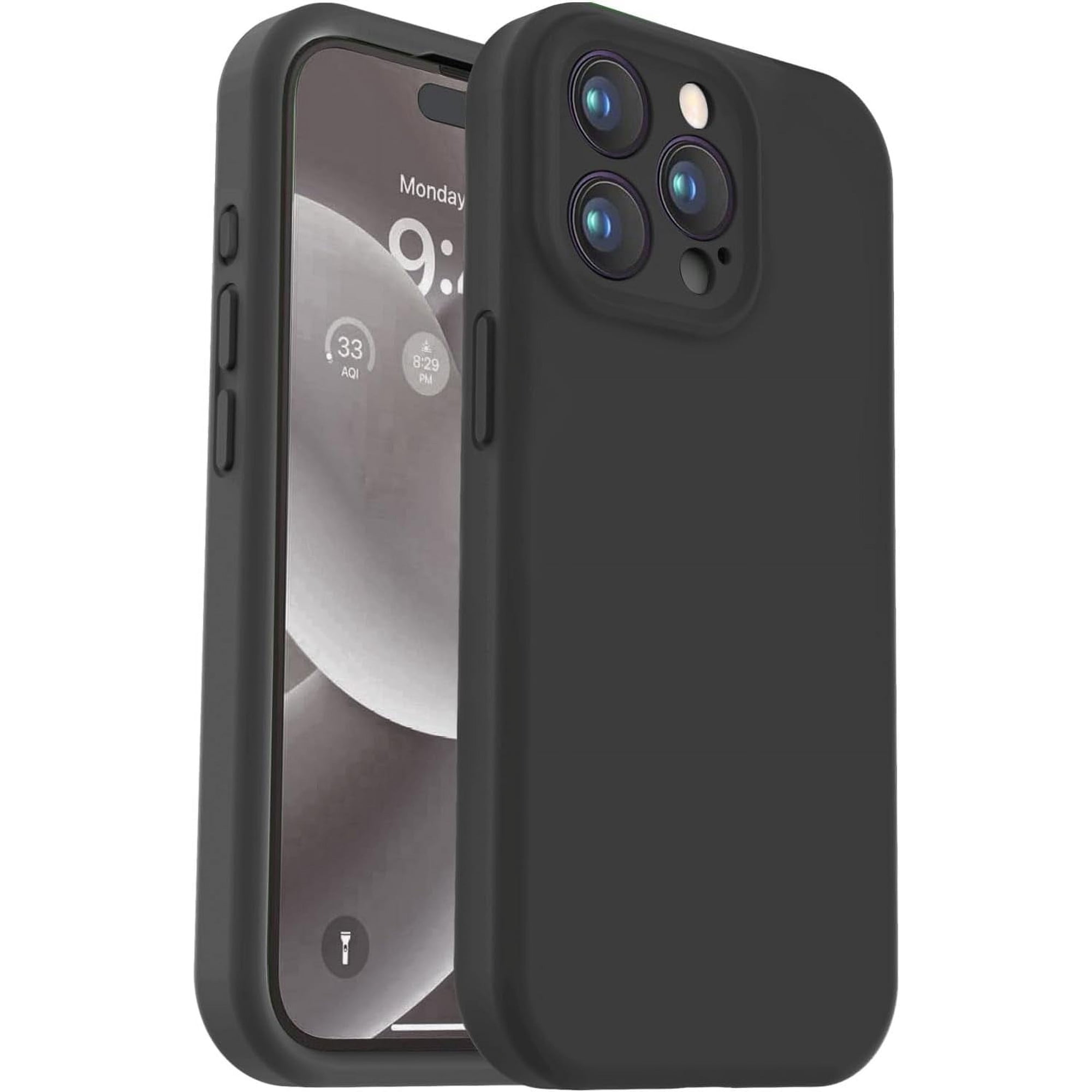 iPhone 15 Pro Case, Upgrade Defender Liquid Silicone, [Full Covered Camera] [Soft Microfiber Lining] Shockproof Phone Case for iPhone 15 Pro 6.1 inch - Black
