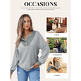 thumbnail image 4 of SHEWIN Womens Sweatshirt Ribbed Texture Button Up V Neck Sweatshirts Long Sleeve Patchwork Shirts Casual Fall Pullover Tops, 4 of 10