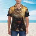 thumbnail image 2 of Gaeub Lakeside Flower Field Cat Print Men's Hawaiian Shirt,Button Down Short Sleeves Shirts,Tropical Beach Casual Button Down Shirts,XX-Large, 2 of 7