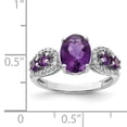 thumbnail image 2 of 925 Sterling Silver Rhodium-plated Amethyst and Oval Diamond Ring Size 7, 2 of 6