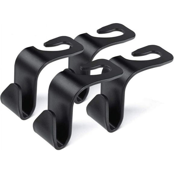Car Seat Headrest Hooks Car Back Seat Organiser Hanger Storage Hooks Car Black Purse Hooks Universal Car Handbags Clothes Coats Grocery Bags S Type 4 Pack