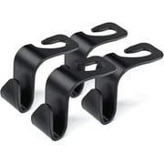 Car Seat Headrest Hooks Car Back Seat Organiser Hanger Storage Hooks Car Black Purse Hooks Universal Car Handbags Clothes Coats Grocery Bags S Type 4 Pack