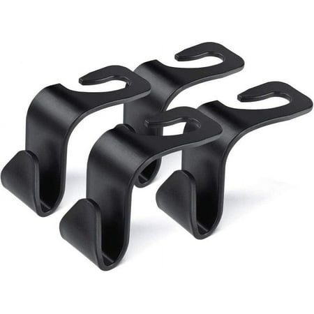 Car Seat Headrest Hooks Car Back Seat Organiser Hanger Storage Hooks Car Black Purse Hooks Universal Car Handbags Clothes Coats Grocery Bags S Type 4 Pack