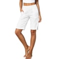 thumbnail image 3 of Ihhxva Cotton Beach Shorts for Women Elastic Waist Solid Color Adjustable with Pockets Stretchable Summer Exterior Pocket High Bermuda Style Casual Workout Lounge S-2XL, 3 of 9