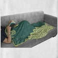thumbnail image 6 of Vintage Soft Flannel Fleece Blanket, Retro Abstract Image with Modern Backdrop and Lace and Floral Frame Print, Cozy Plush for Indoor and Outdoor Use, 50" x 70", White and Jade Green, by Ambesonne, 6 of 6
