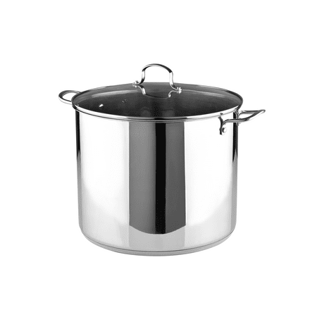 

Essentials by Bergner - 12 Qt Covered Stainless Steel Stock Pot with Vented Glass Lid 12 Quart Polished