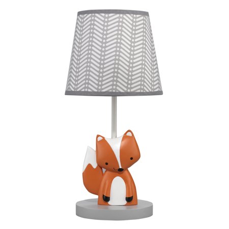 Bedtime Originals Acorn Gray/White/Orange Fox Nursery Lamp with Shade & Bulb