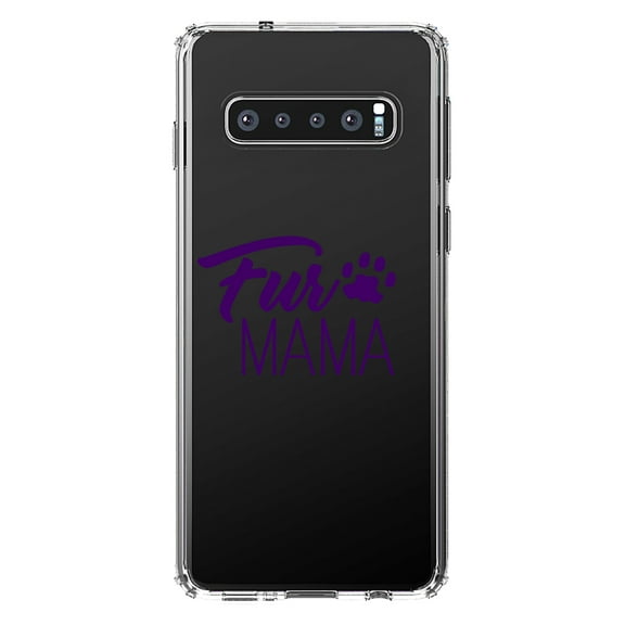 DistinctInk Clear Shockproof Hybrid Case for Samsung Galaxy S10 (6.1" Screen) - TPU Bumper Acrylic Back Tempered Glass Screen Protector - Fur Mama - Dog Paw