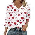 thumbnail image 2 of Ounisa T-Shirts à Manches 3/4 pour Femmes Col en V Manches Raglan Chandail Imprimé Décontracté Tendance Printemps Été Mode Hauts P-2TG, 2 of 6