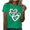 thumbnail image 3 of Sentmoon Hauts pour Femmes Blouses Décontractées Mode pour Dames Décontracté Amoureux Imprimé Col Rond Manches Courtes Chemise Confortable pour le Travail et le Bureau Vert P, 3 of 5