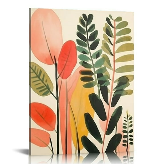 JRXY Framed Boho Wall Art Mid Century Modern Wall Decor Minimalist Black Green Neutral Abstract Geometric Plant Sun Canvas Wall Art Prints for Bedroom Living Room Bathroom 12x16 in