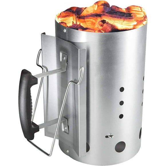 Safe Campfire & BBQ Lighting Tool with Comfort Grip Handle Portable Charcoal Chimney Starter
