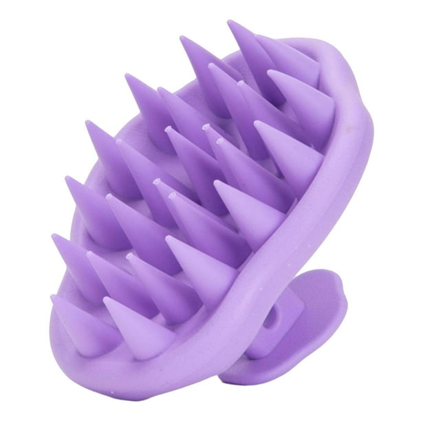 Cepillo de silicona para el cuero cabelludo, limpieza profunda, masaje manual para el cuero cabelludo. Violeta
