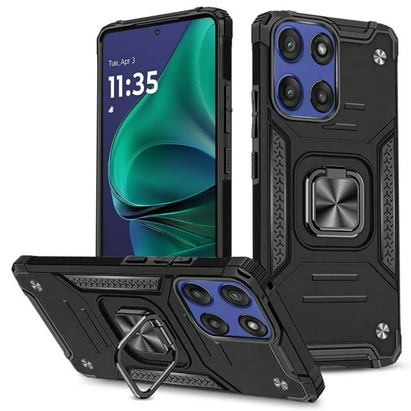 For Motorola Moto G Stylus 5G 2025 XT2517 Robust Ring Kickstand Phone Case - Black